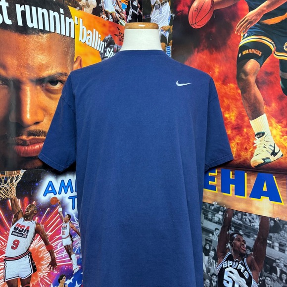 Nike Other - Vintage 90s Nike Embroidered Swoosh T-Shirt Navy Blue Made in USA Mens Sz 2XL